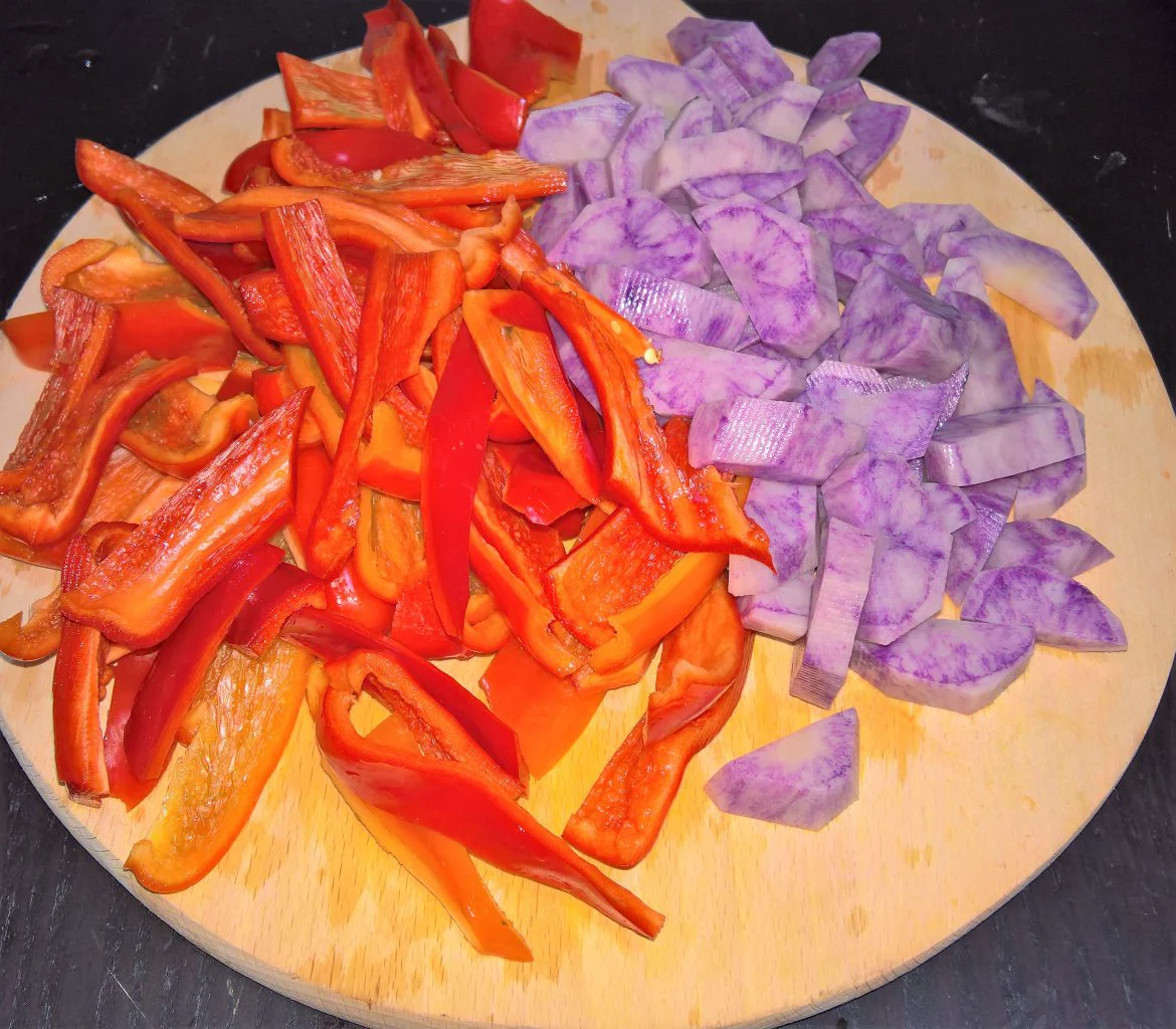 padellata di peperoni e patate viola